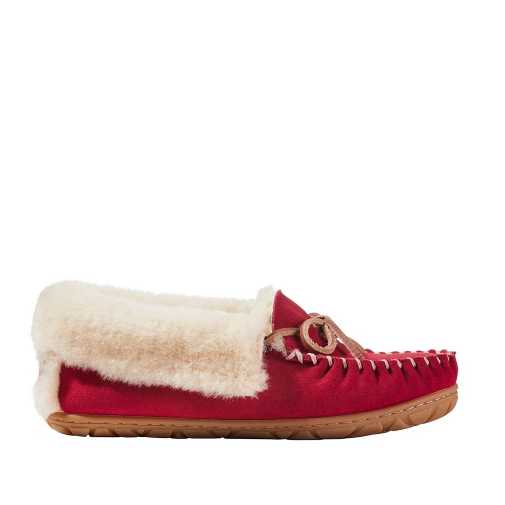 L.L. Bean Red and Cream Women's Wicked Good Moccasins